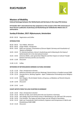 Masters of Mobility Cultural Exchange Between the Netherlands and Germany in the Long 17Th Century