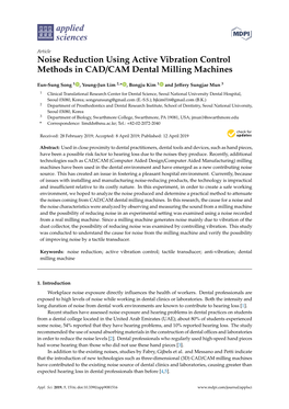 Noise Reduction Using Active Vibration Control Methods in CAD/CAM Dental Milling Machines