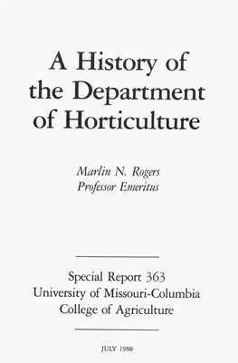 CONTENTS a History of the Department of Horticulture