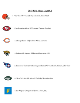 2017 NFL Mock Draft 9.0
