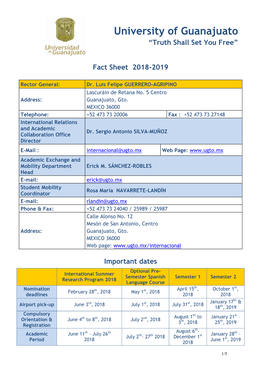 University of Guanajuato “Truth Shall Set You Free”