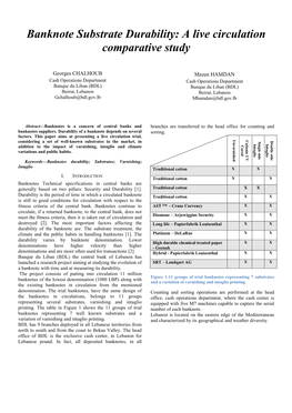 Banknote Substrate Durability: a Live Circulation Comparative Study