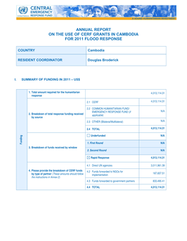 Annual Report on the Use of Cerf Grants in Cambodia for 2011 Flood Response