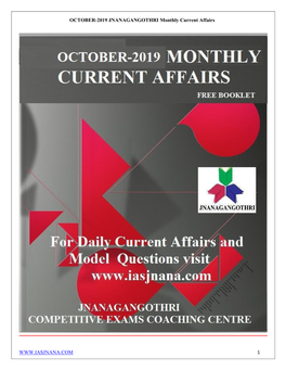 OCTOBER-2019 JNANAGANGOTHRI Monthly Current Affairs 1