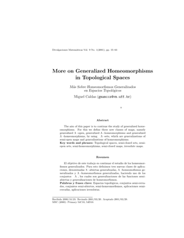 On Generalized Homeomorphisms in Topological Spaces