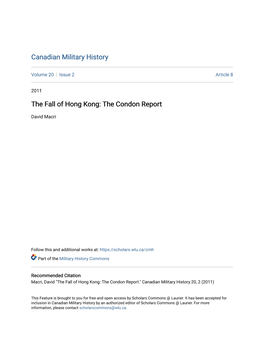 The Fall of Hong Kong: the Condon Report