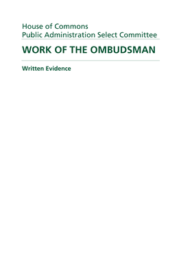 Work of the Ombudsman
