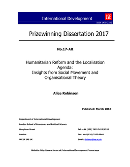Prizewinning Dissertation 2017