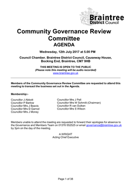 Community Governance Review Committee AGENDA