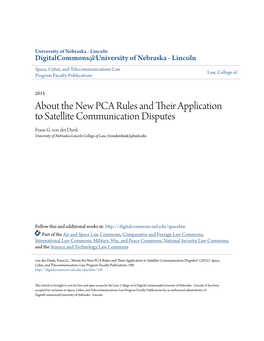 About the New PCA Rules and Their Application to Satellite Communication Disputes Frans G