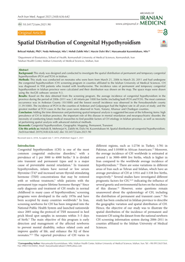 Spatial Distribution of Congenital Hypothyroidism