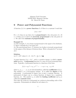 9 Power and Polynomial Functions