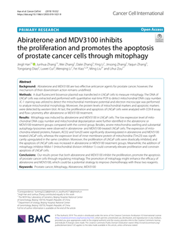 Abiraterone and MDV3100 Inhibits the Proliferation and Promotes The