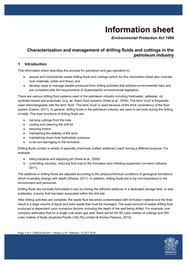 Characterisation and Management of Drilling Fluids and Cuttings in the Petroleum Industry