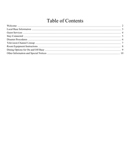 Table of Contents