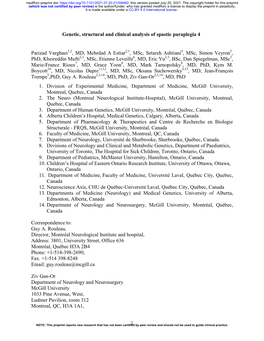 Genetic, Structural and Clinical Analysis of Spastic Paraplegia 4