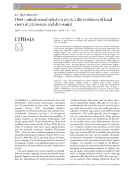 Does Mutual Sexual Selection Explain the Evolution of Head Crests in Pterosaurs and Dinosaurs?