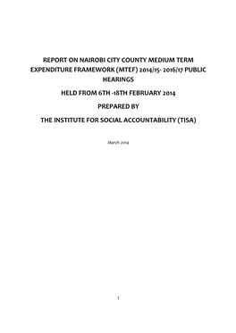 Nairobi City County MTEF Public Hearings Report