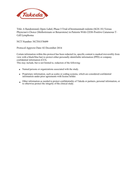 A Randomized, Open-Label, Phase 3 Trial of Brentuximab Vedotin