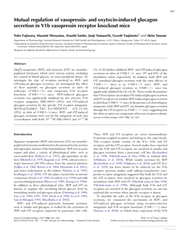 And Oxytocin-Induced Glucagon Secretion in V1b Vasopressin Receptor Knockout Mice