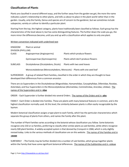 Classification of Plants