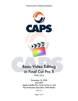 FCPX Editing Workflow 10.3