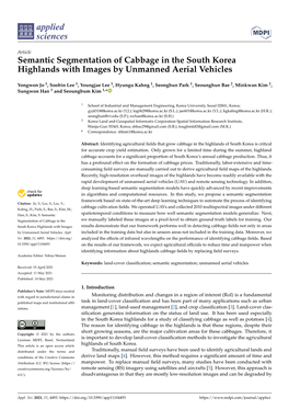 Semantic Segmentation of Cabbage in the South Korea Highlands with Images by Unmanned Aerial Vehicles