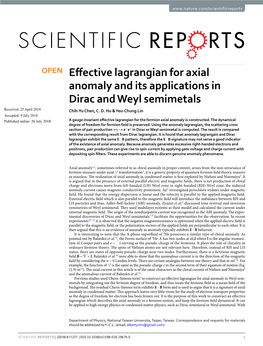 Effective Lagrangian for Axial Anomaly and Its Applications in Dirac And