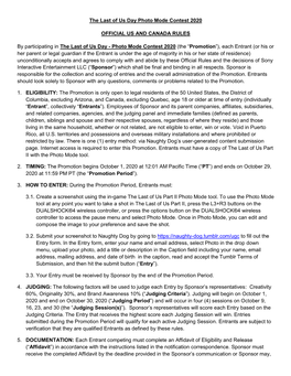 The Last of Us Day Photo Mode Contest 2020 OFFICIAL US and CANADA RULES by Participating in the Last of Us