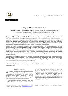 Congenital Duodenal Obstruction