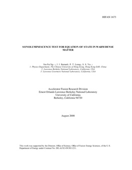 Sonoluminescence Test for Equation of State in Warm Dense Matter