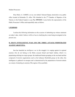 Madam Prosecutor: Elisa María A. CARRIÓ, on My Own Behalf