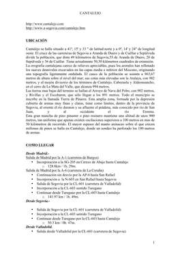 CANTALEJO 1 UBICACIÓN Cantalejo Se Halla Situado a 41º, 15' Y