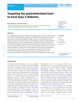 Targeting the Gastrointestinal Tract to Treat Type 2 Diabetes