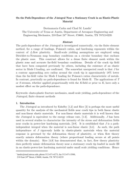 On the Path-Dependence of the J-Integral Near a Stationary Crack in an Elastic-Plastic Material