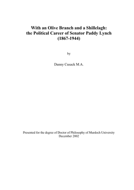 The Political Career of Senator Paddy Lynch (1867-1944)
