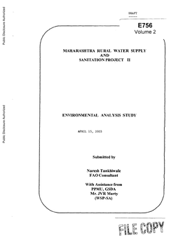 MAHARASHTRA RURAL WATER SUPPLY and SANITATION PROJECT II Public Disclosure Authorized