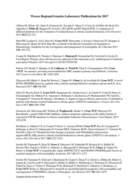 Wessex Regional Genetics Laboratory Publications for 2017