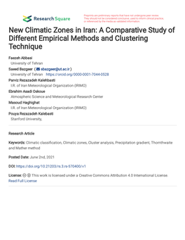 New Climatic Zones in Iran: a Comparative Study of Different Empirical Methods and Clustering Technique