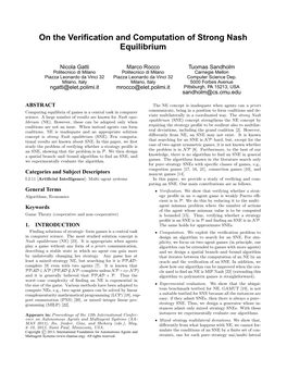 On the Verification and Computation of Strong Nash Equilibrium