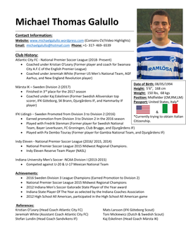 Michael Galullo- CV Soccer Resume International