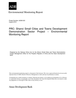 PRC: Shanxi Small Cities and Towns Development Demonstration Sector Project – Environmental Monitoring Report