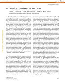 Ion Channels As Drug Targets