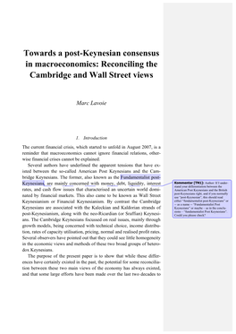 Towards a Post-Keynesian Consensus in Macroeconomics: Reconciling the Cambridge and Wall Street Views