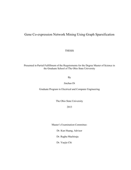 Gene Co-Expression Network Mining Using Graph Sparsification