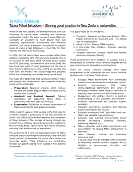 Te Kāhui Amokura Tauira Māori Initiatives – Sharing Good Practice in New Zealand Universities