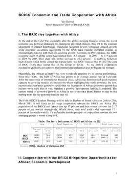 BRICS Economic and Trade Cooperation with Africa