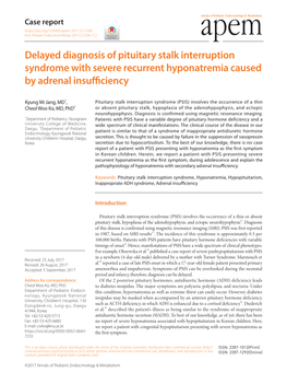 Delayed Diagnosis of Pituitary Stalk Interruption Syndrome with Severe Recurrent Hyponatremia Caused by Adrenal Insufficiency