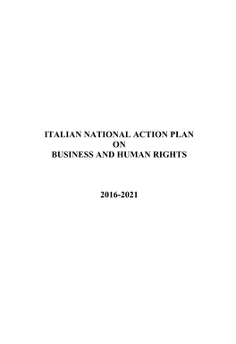 Italian National Action Plan on Business and Human Rights