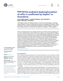 PPP1R15A-Mediated Dephosphorylation of Eif2a